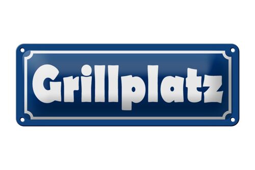 Blechschild Grillplatz 27x10cm Grillen Grillecke BBQ Dekoration