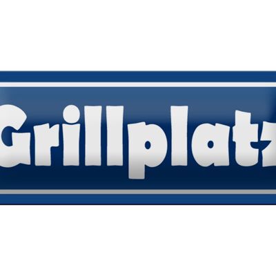 Blechschild Grillplatz 27x10cm Grillen Grillecke BBQ Dekoration