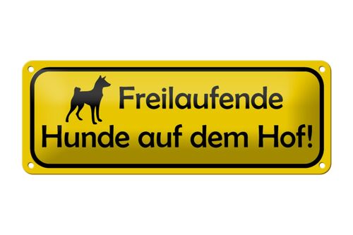 Blechschild Warnung 27x10cm Vorsicht freilaufende Hunde auf Hof Dekoration