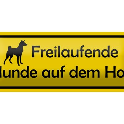 Blechschild Warnung 27x10cm Vorsicht freilaufende Hunde auf Hof Dekoration