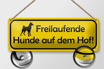 Panneau d'avertissement en étain 27x10cm, méfiez-vous des chiens en liberté dans la décoration de la cour 2