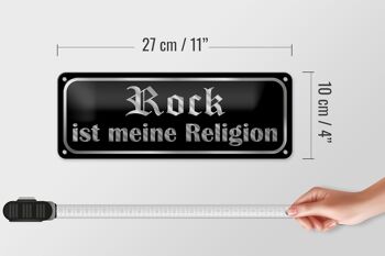 Panneau en étain disant 27x10cm, décoration Rock is my religion 4