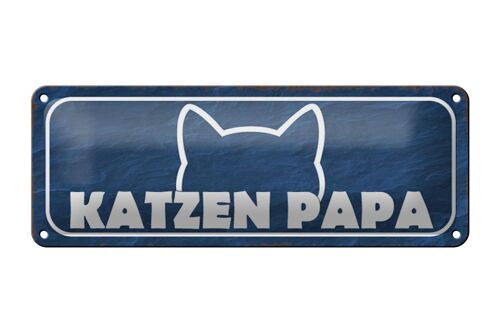 Blechschild Spruch 27x10cm Katzen Papa Dekoration