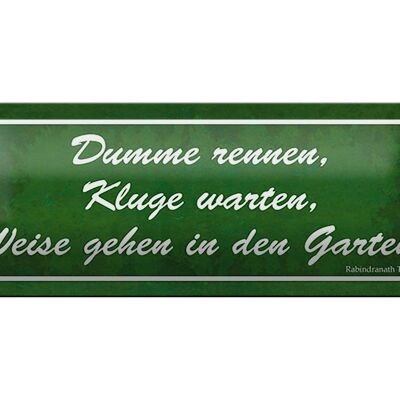 Blechschild Spruch 27x10cm Dumme rennen Kluge warten Garten Dekoration