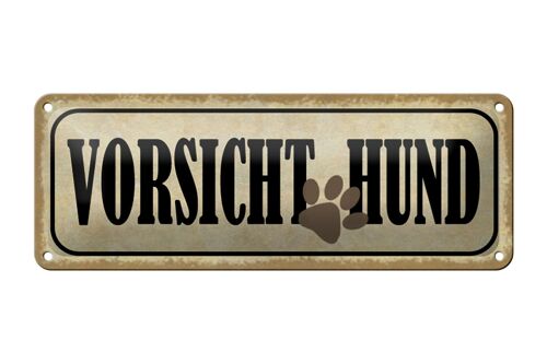 Blechschild Hinweis 27x10cm Vorsicht Hund Hundepfote