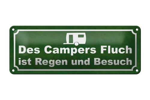 Blechschild Spruch 27x10cm des Campers Fluch ist Regen Dekoration