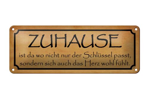 Blechschild Spruch 27x10cm Zuhause wo das Herz wohl fühlt Dekoration