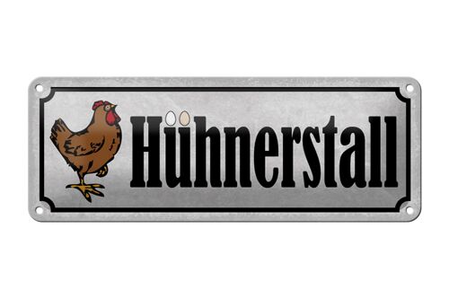 Blechschild Hinweis 27x10cm Hühnerstall Eier Huhn Dekoration