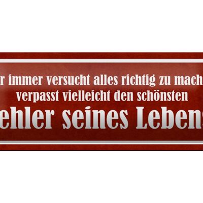 Blechschild Spruch 27x10cm schönster Fehler seines Lebens Dekoration