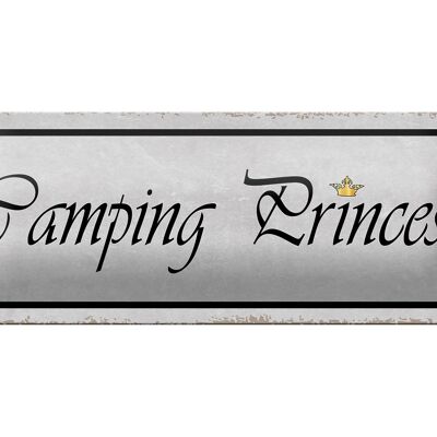 Cartel de chapa aviso 27x10cm Camping Princesa decoración