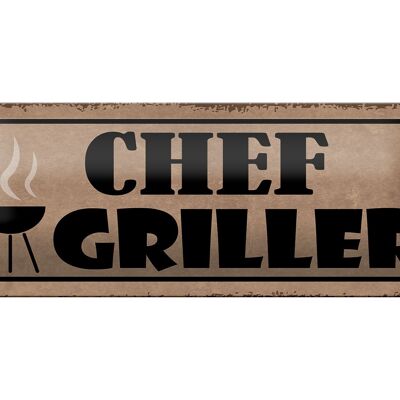 Cartel de chapa que dice 27x10cm Grill Chef Griller Decoración