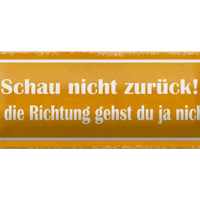 Blechschild Spruch 27x10cm schau nicht zurück Dekoration