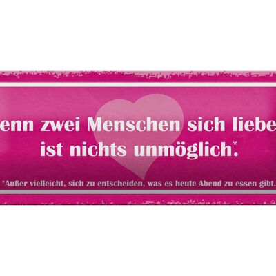 Blechschild Spruch 27x10cm wenn zwei Menschen sich lieben Dekoration