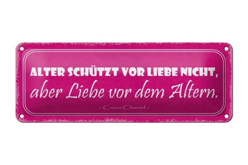 Blechschild Spruch 27x10cm Alter schützt vor Liebe nicht Dekoration