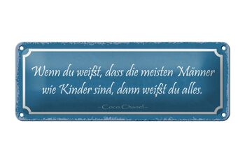 Panneau en étain disant 27x10cm, la plupart des hommes sont comme des enfants, décoration 1