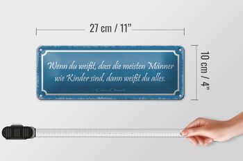 Panneau en étain disant 27x10cm, la plupart des hommes sont comme des enfants, décoration 4