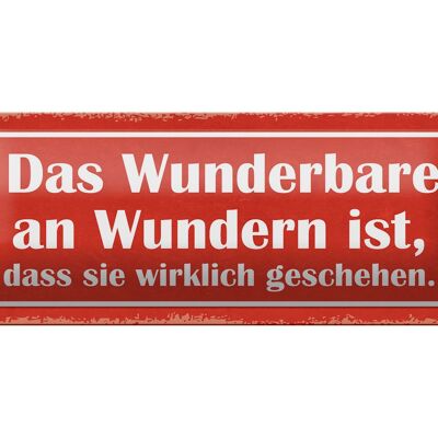 Blechschild Spruch 27x10cm das Wunderbare an Wundern ist Dekoration