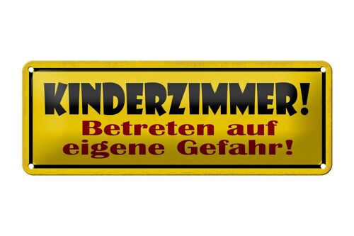 Blechschild Hinweis 27x10cm Kinderzimmer betreten Gefahr Dekoration