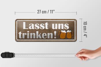 Plaque en étain disant 27x10cm, buvons de la bière, décoration 4
