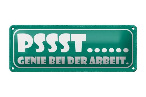 Blechschild Spruch 27x10cm PSSST Genie bei der Arbeit Dekoration