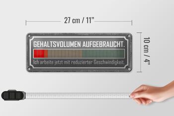 Panneau en étain indiquant un volume de salaire de 27x10cm, décoration épuisée 4