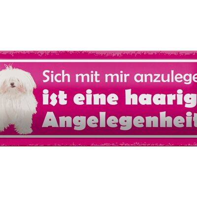 Blechschild Spruch 27x10cm Hund eine haarige Angelegenheit Dekoration