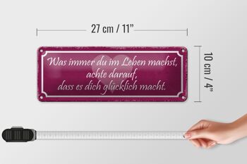 Plaque en étain disant 27x10cm faites attention à ce qui rend la décoration heureuse 4