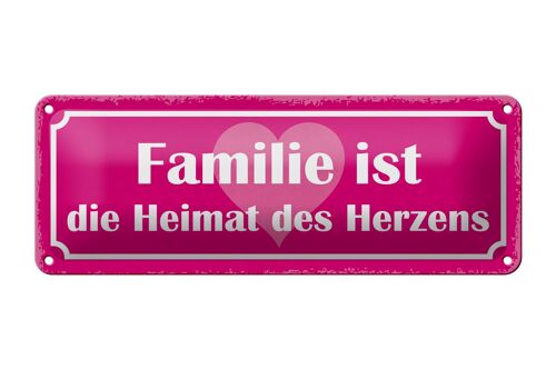 Blechschild Spruch 27x10cm Familie ist Heimat des Herzens Herz