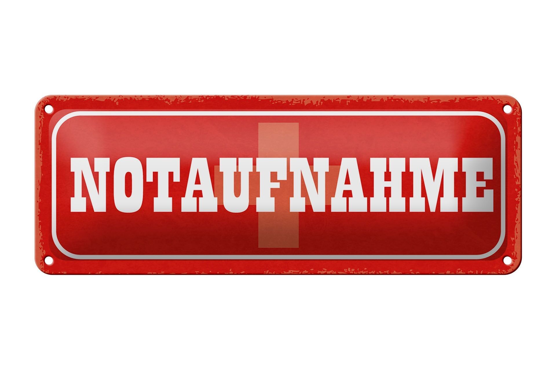 Targa in metallo avviso 27x10 cm cartello rosso pronto soccorso