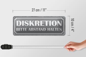 Plaque en tôle note 27x10cm discrétion veuillez garder votre distance décoration 4