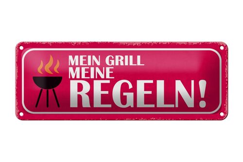 Blechschild Spruch 27x10cm mein Grill meine Regeln Dekoration