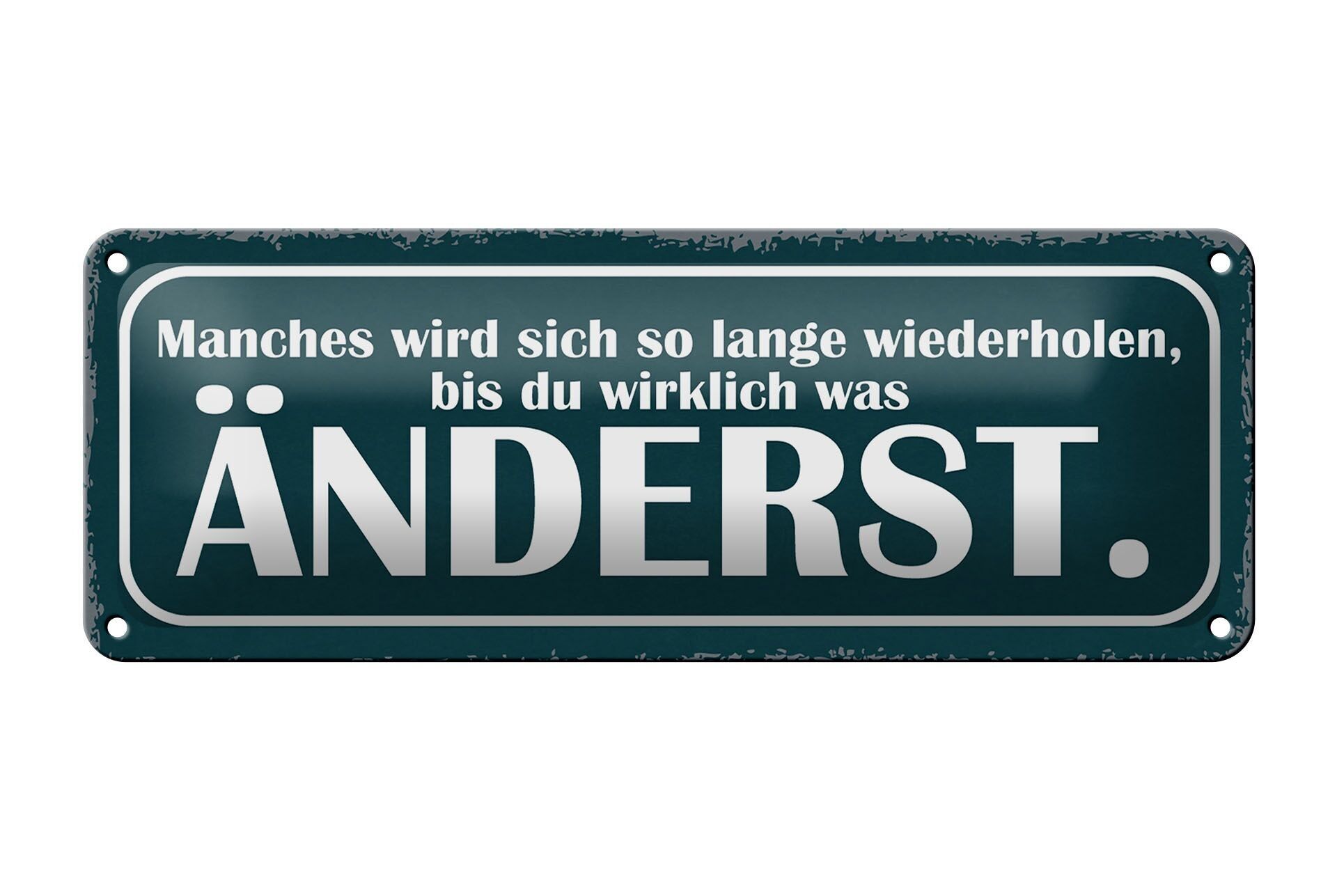 Targa in metallo con scritta 27x10 cm ripetere finché non si cambia qualcosa nella decorazione