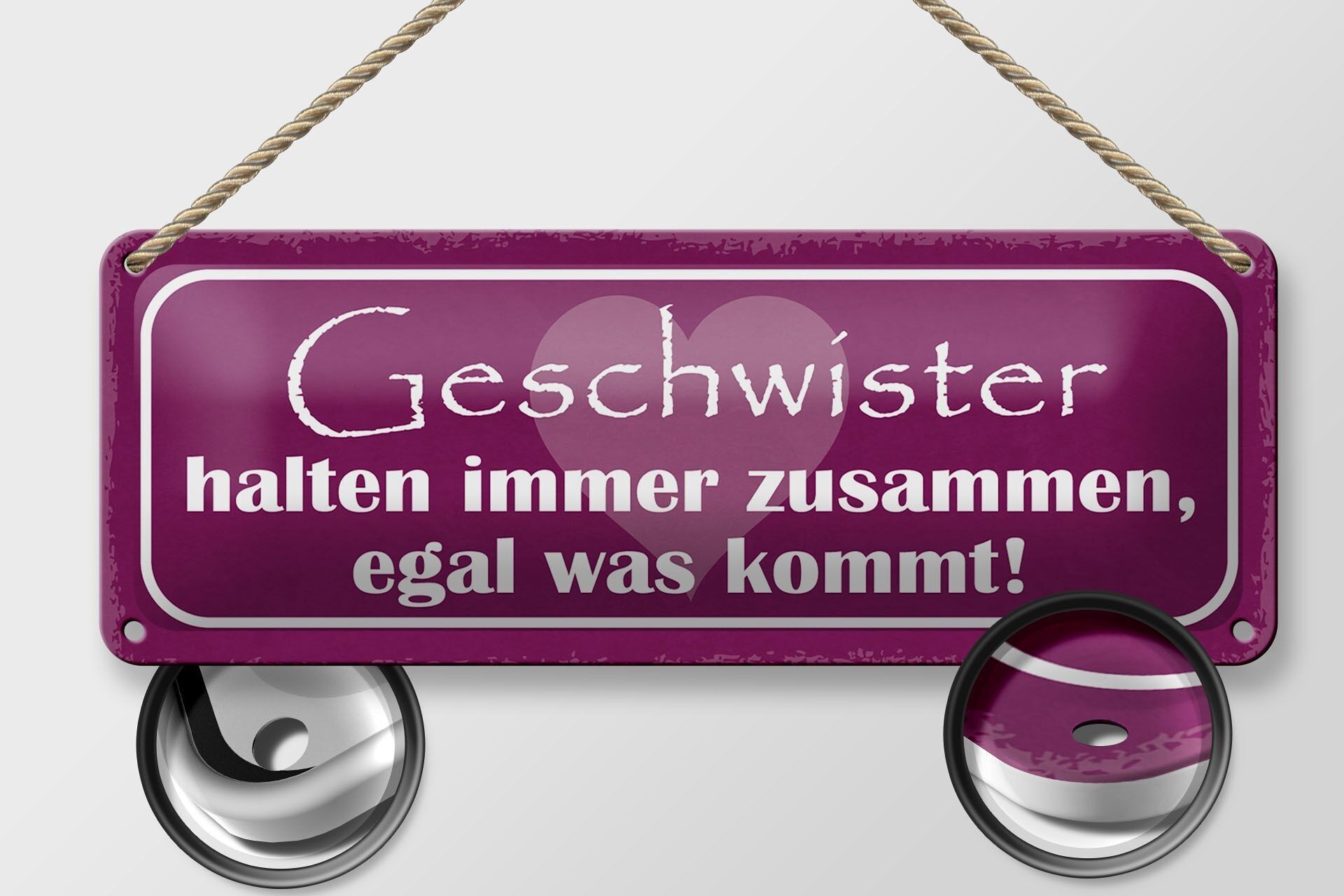 Blechschild Spruch 27x10cm Geschwister halten zusammen Dekoration