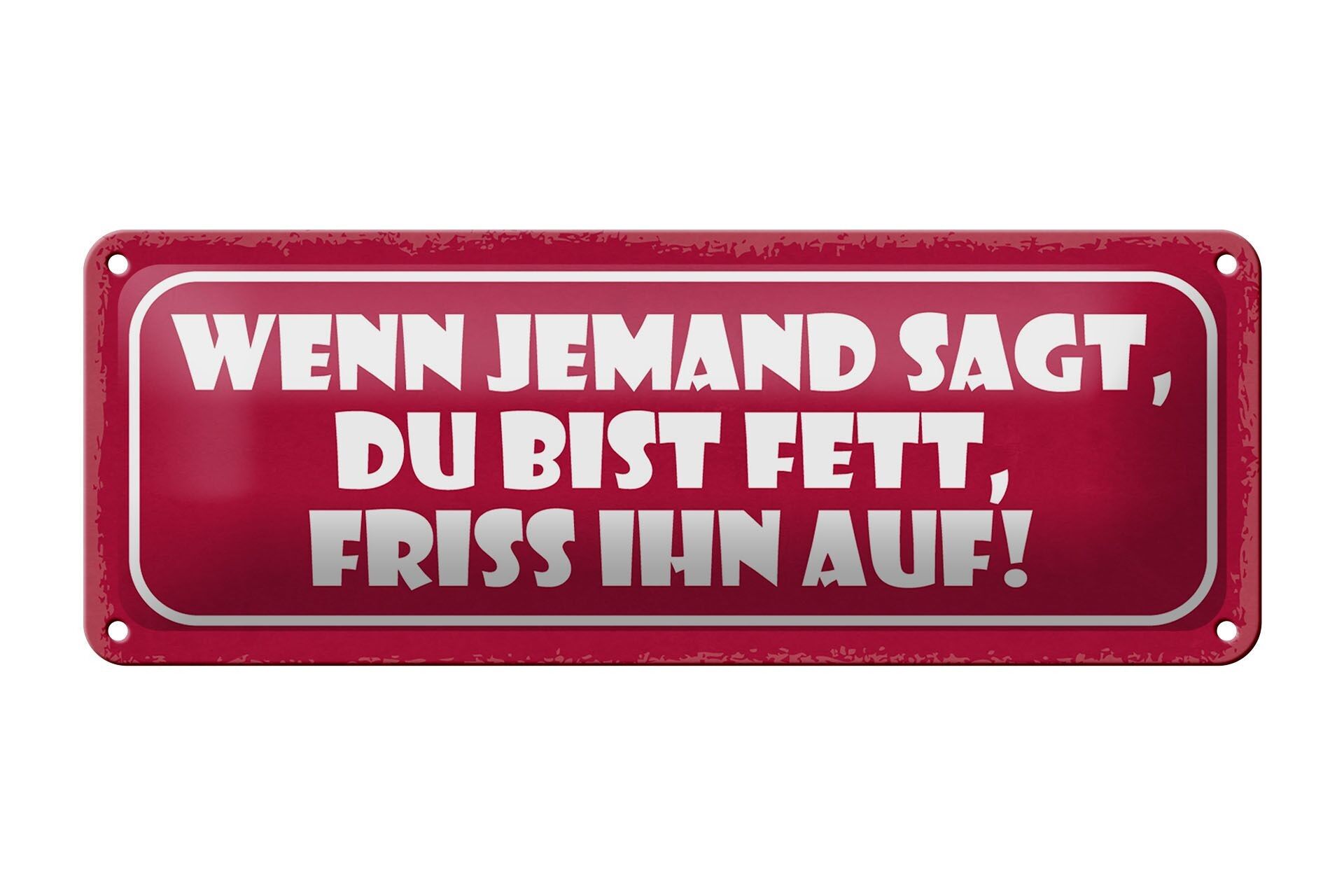 Blechschild Spruch 27x10cm wenn jemand sagt du bist fett Dekoration