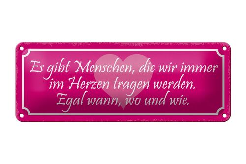 Blechschild Spruch 27x10cm Menschen wir im Herzen tragen Dekoration