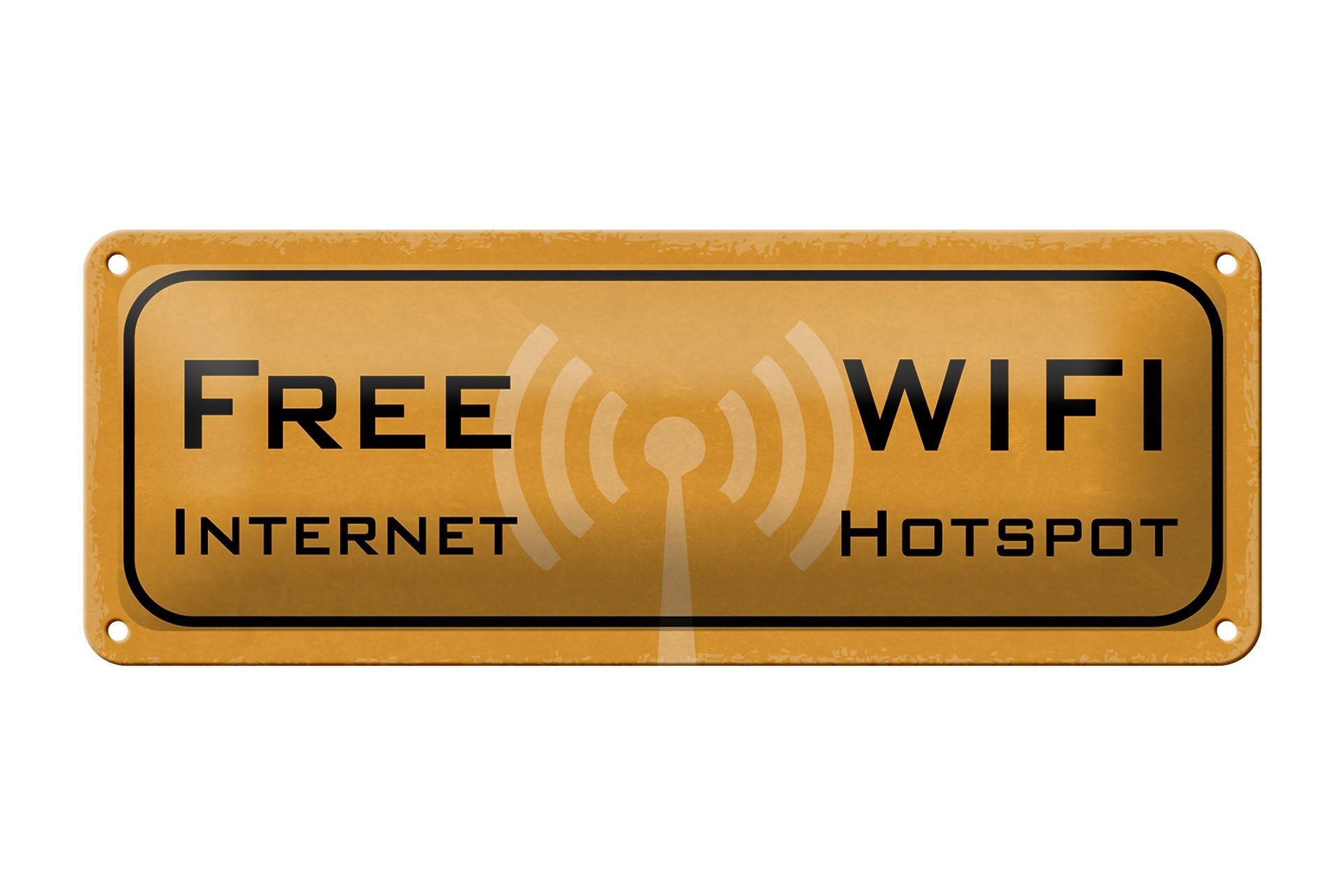 Targa in metallo con avviso 27x10 cm decorazione hotspot WIFI internet gratuito