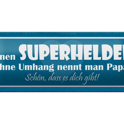 Targa in metallo con scritta "papà supereroe" 27x10 cm senza mantello, bella decorazione