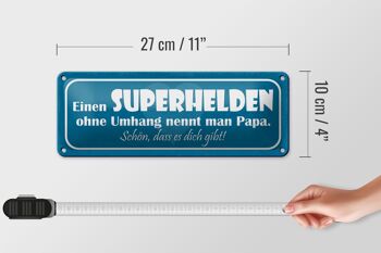 Plaque en tôle disant 27x10cm papa super-héros sans cape jolie décoration 4