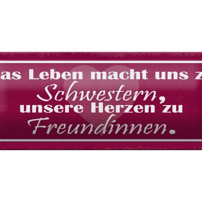 Blechschild Spruch 27x10cm Leben macht uns zu Schwestern Dekoration