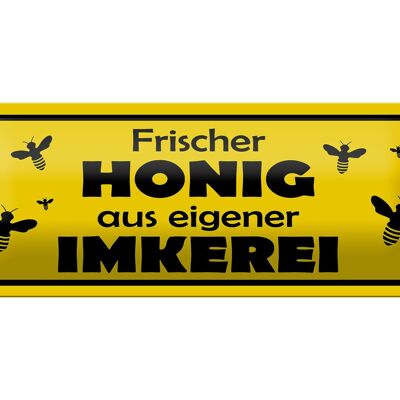 Blechschild Spruch 27x10cm frischer Honig eigene Imkerei Dekoration