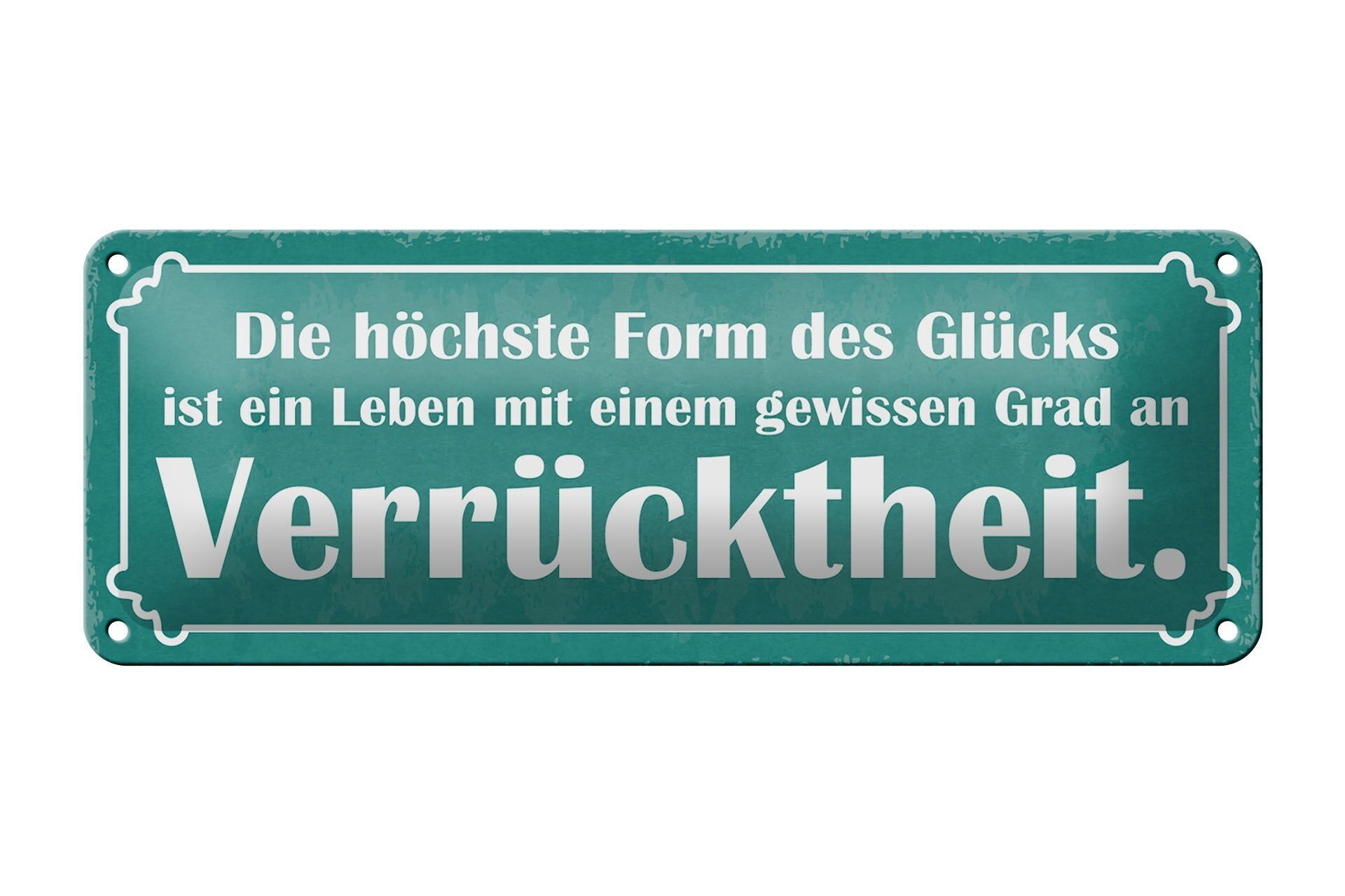 Targa in metallo con scritta 27x10 cm Forma più alta, Felicità, Follia, Decorazione