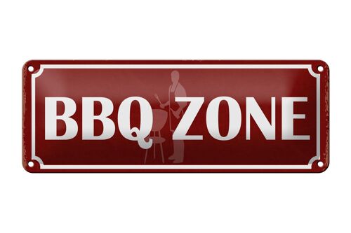 Blechschild Hinweis 27x10cm BBQ Zone Grill Fleisch Dekoration