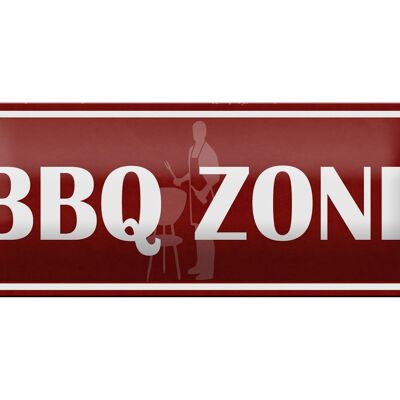 Blechschild Hinweis 27x10cm BBQ Zone Grill Fleisch Dekoration