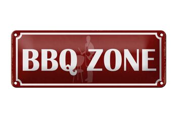 Panneau d'avertissement en étain 27x10cm, décoration de viande de gril de Zone de barbecue 1