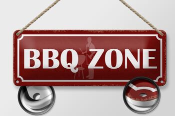 Panneau d'avertissement en étain 27x10cm, décoration de viande de gril de Zone de barbecue 2