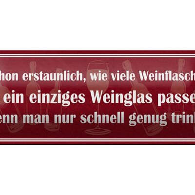 Blechschild Spruch 27x10cm wie viele Weinflaschen Weinglas Dekoration