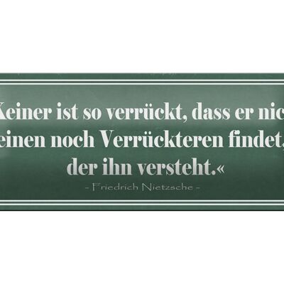 Blechschild Spruch 27x10cm keiner so verrückt dass er nicht Verrückteren findet