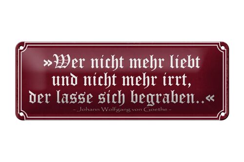 Blechschild Spruch 27x10cm wer nicht mehr liebt und irrt Dekoration