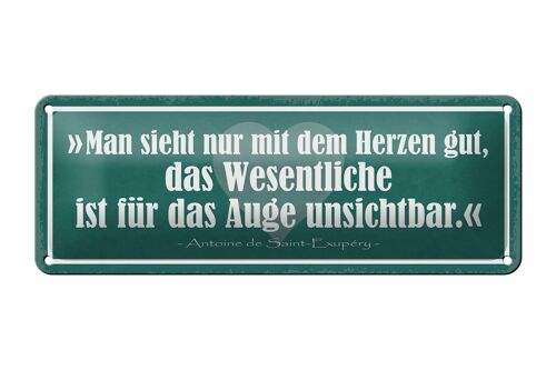 Blechschild Spruch 27x10cm man sieht nur mit Herzen gut Dekoration