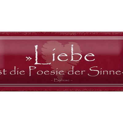 Blechschild Spruch 27x10cm Liebe ist die Poesie der Sinne Dekoration